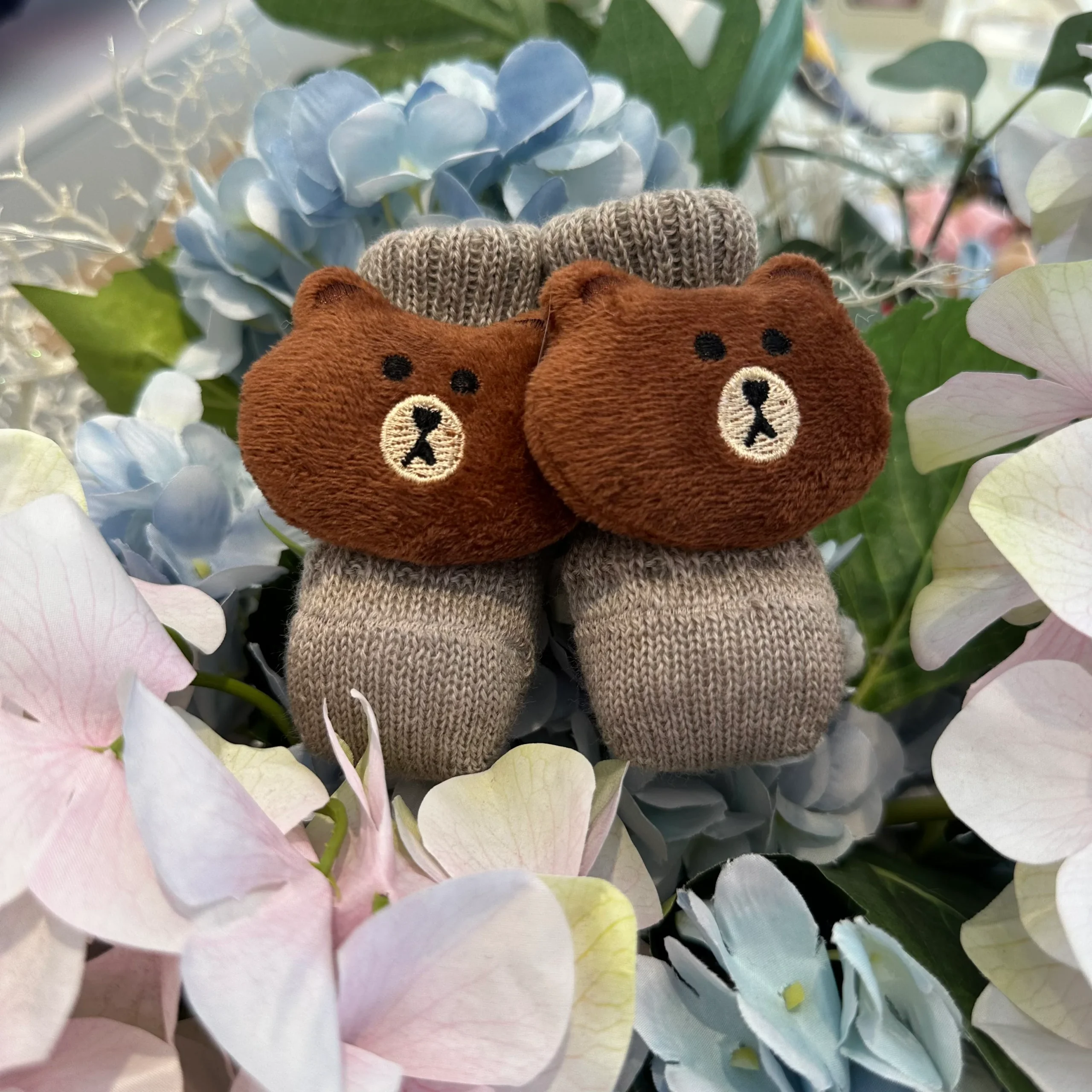 Scarpine nascita Con Orsetto in Pura Lana Vergine Made in Italy - immagine 3