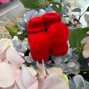 Scarpine nascita Con Pom Pom in Caldo Cotone Made in Italy