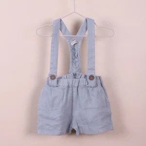Pantaloncino con bretelle misto lino