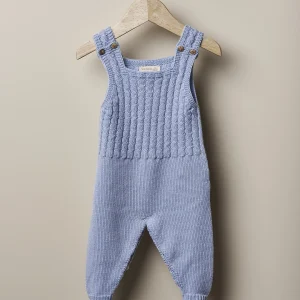 Salopette in lana a trecce per neonati