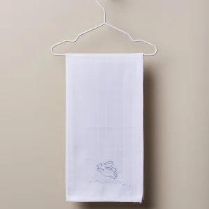 Wedoble Mussola in Cotone Ricamata Coniglio Azzurro