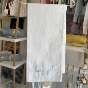 Wedoble Mussola in Cotone Ricamata Baby Girl Azzurro