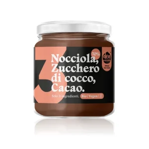 Crema con Nocciola 70%,zucchero di cocco, cacao Bio