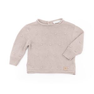 Maglia apertura dietro mini pom-pom - cammello 331