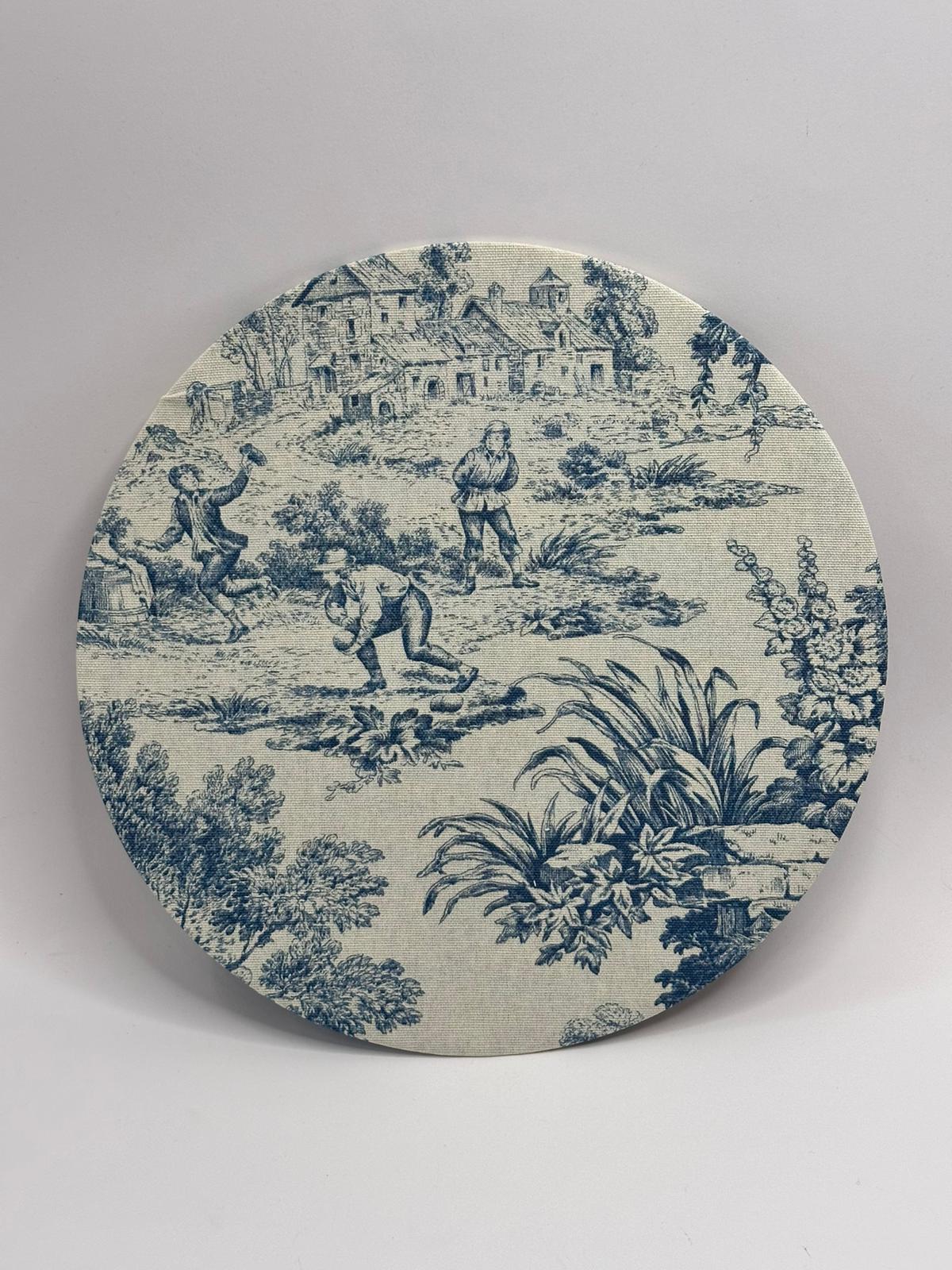 Sottopiatto tessuto Toile de Jouy - Azzurro - immagine 2