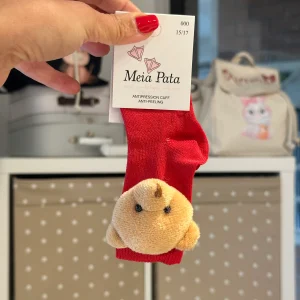 Calze bambini in cotone con orsetto Meia Pata Rosso
