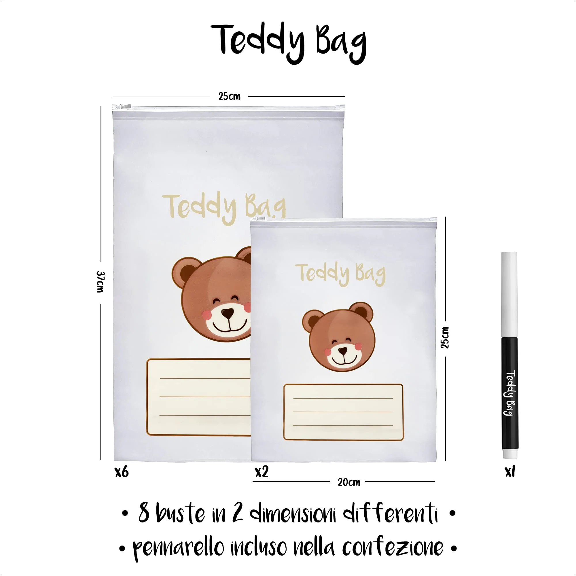 Teddy Bag 8 bustine corredino nascita Orsetto - immagine 3