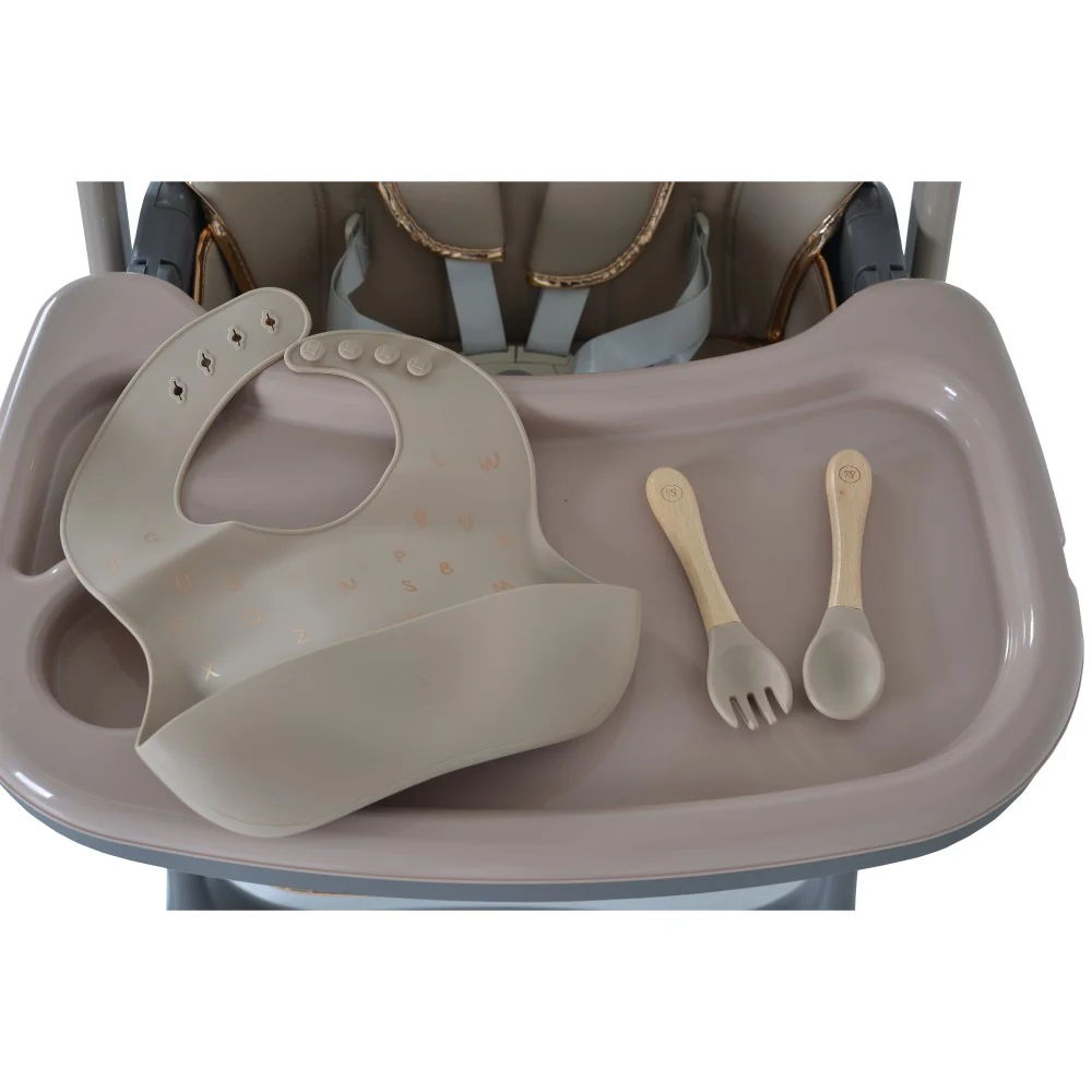 Sediolone Pappa Moni Lindo Beige + Bavaglino e Posate in Silicone OMAGGIO - immagine 3