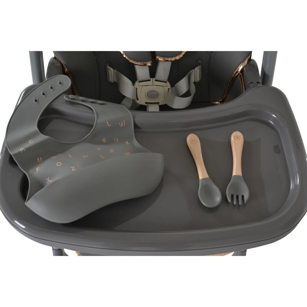 Sediolone Pappa Moni Lindo Grigio + Bavaglino e Posate in Silicone OMAGGIO - immagine 3