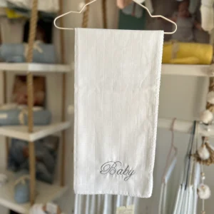 Wedoble Mussola in Cotone Ricamata Baby Grigio