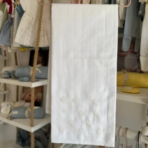 Wedoble Mussola in Cotone Ricamata Stelline Beige