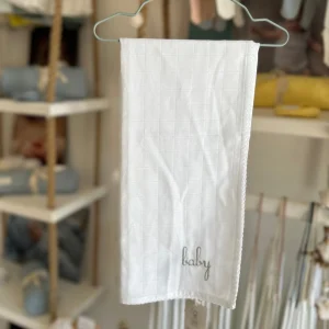 Wedoble Mussola in Cotone Ricamata Baby Tortora