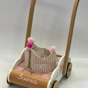 Gioco in legno Carrellino primi passi ROSA personalizzabile