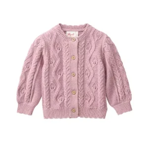 Cardigan in maglia di cotone biologico – Rosa