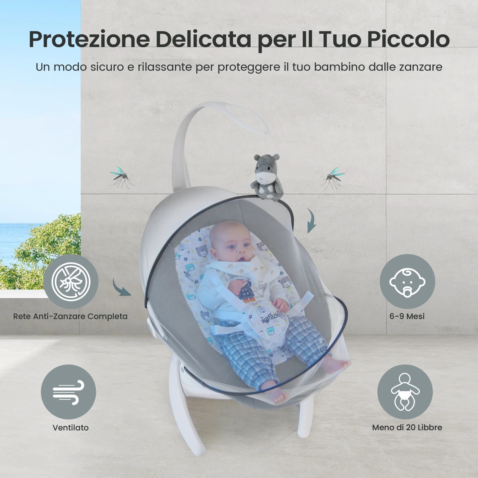 Sdraietta neonato elettrica con musica + mussole in omaggio - immagine 5