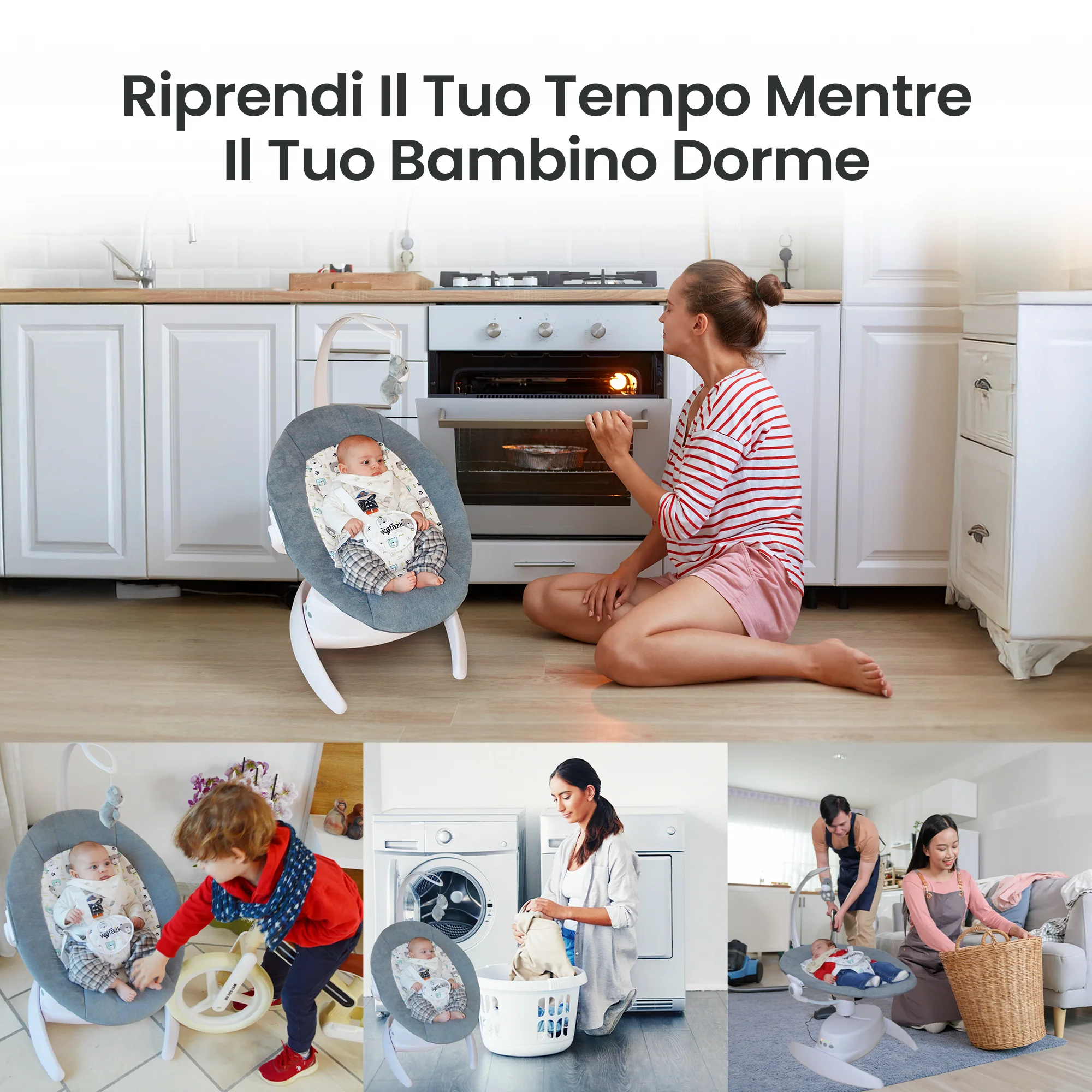 Sdraietta neonato elettrica con musica + mussole in omaggio - immagine 6