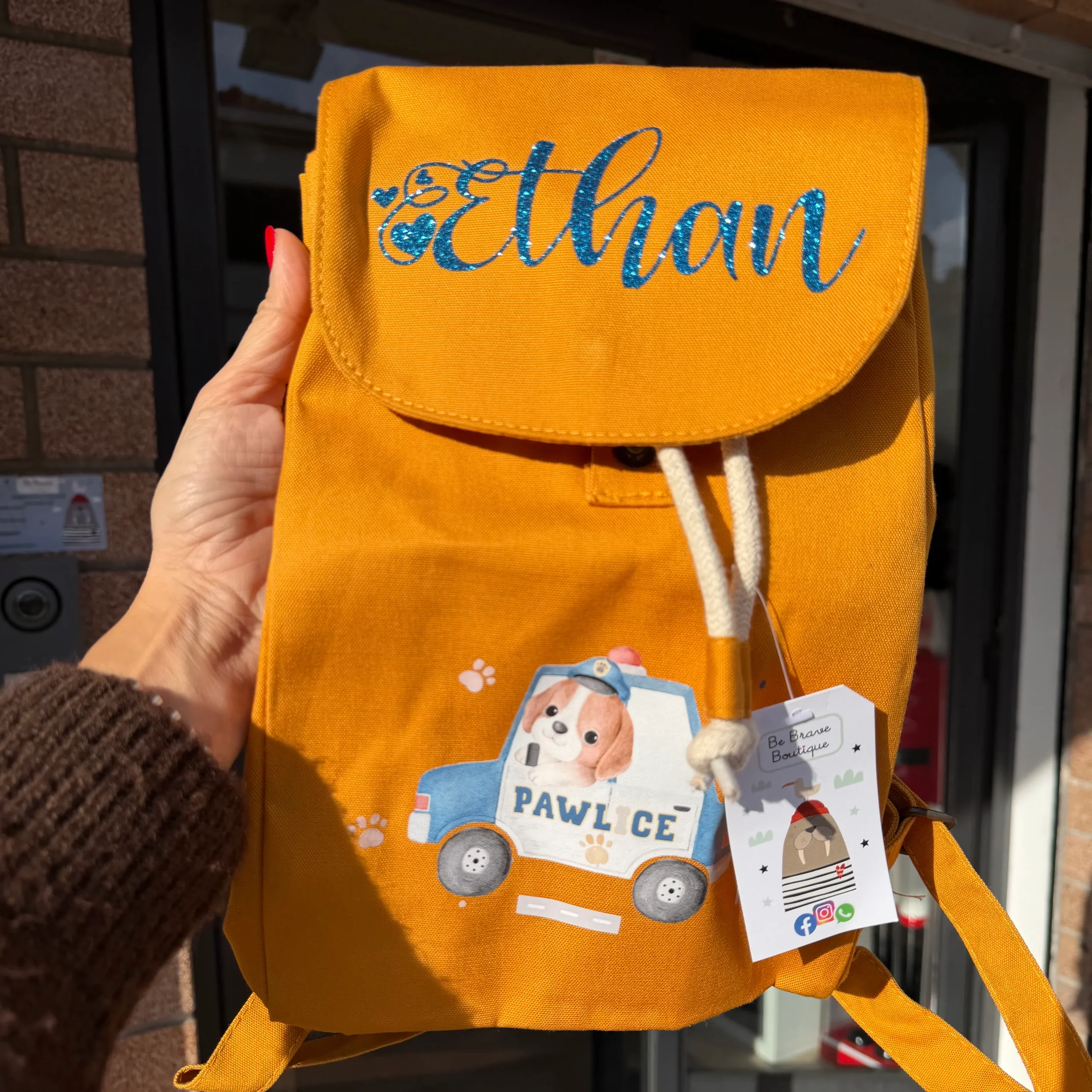 Mini Zaino asilo personalizzabile in cotone Cagnolino Pawlice - immagine 8