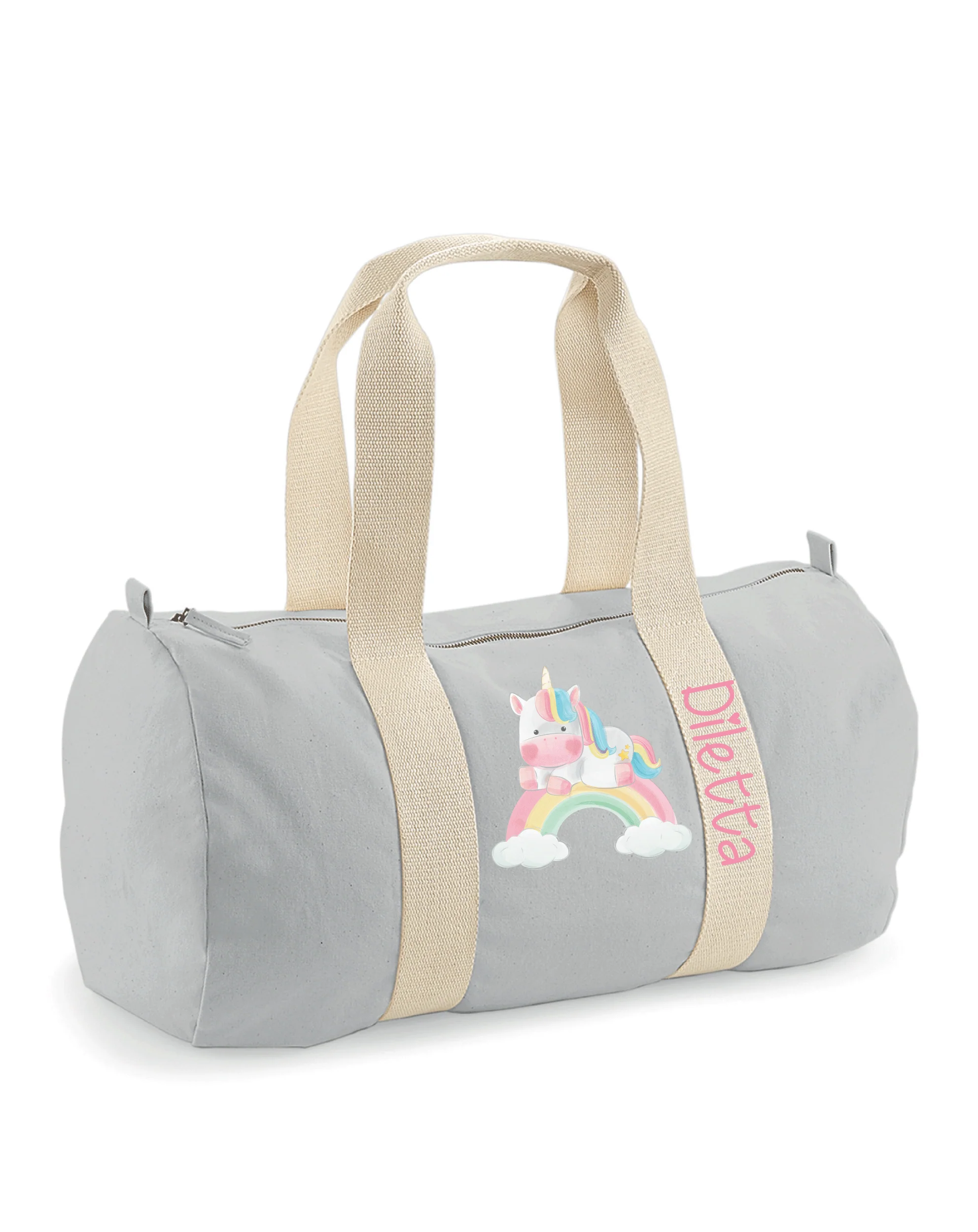 Borsone in cotone canvas personalizzato Unicorno Arcobaleno - immagine 5