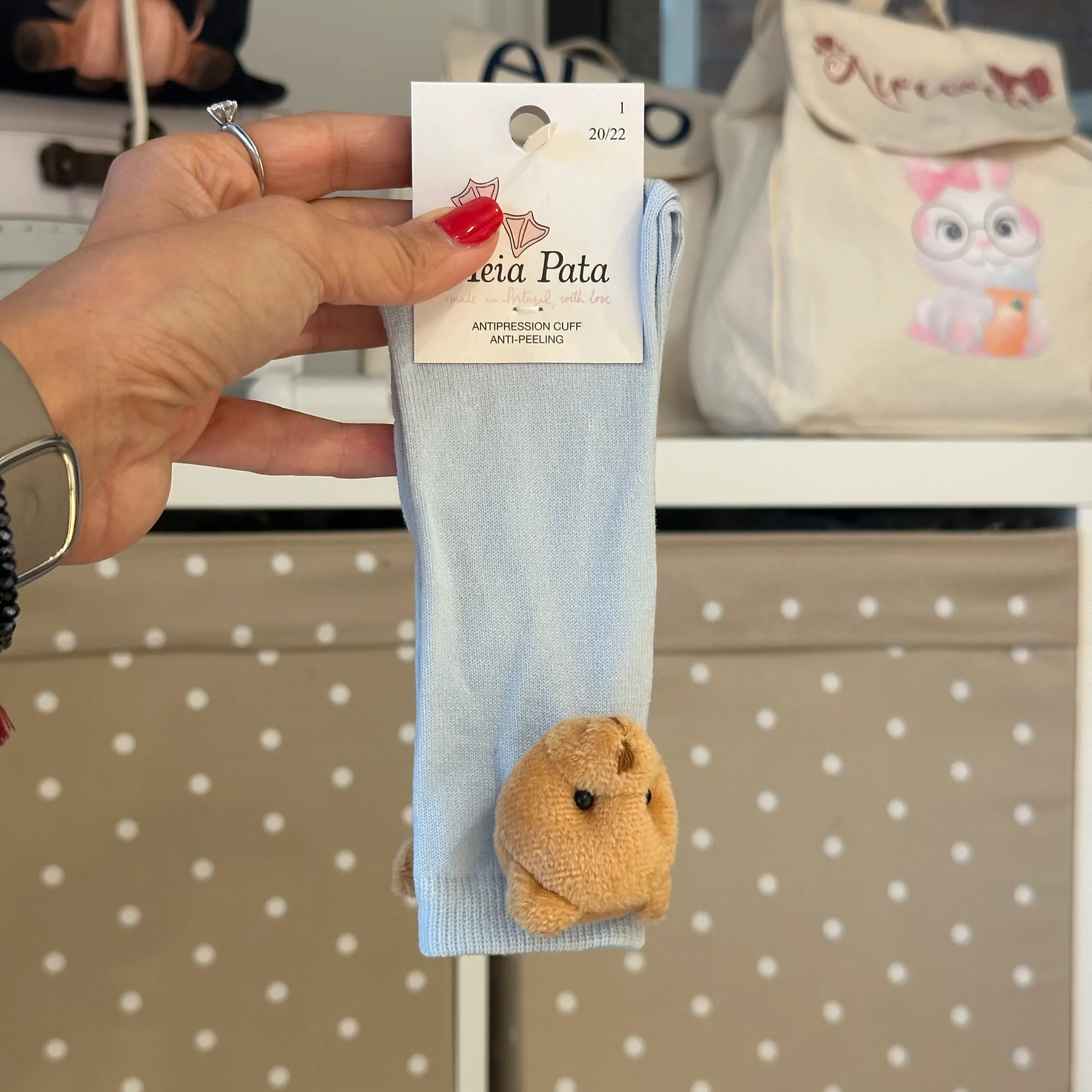 Calze bambini in cotone con orsetto Meia Pata Azzurro - immagine 2