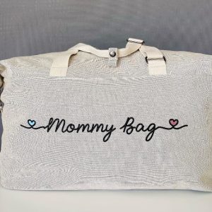 Borsone Mommy Bag Grande con cuori Azzurro/Rosa