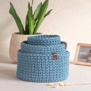 MŌ Cestino in cotone Perfect Blue