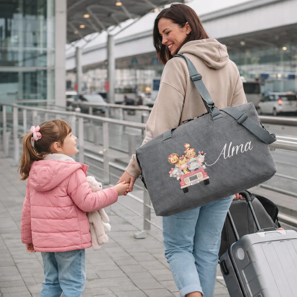 Borsone modello “Mommy” Grey Safari Rosa - immagine 2