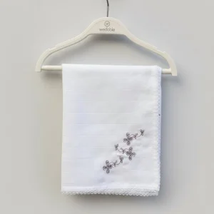 Wedoble Mussola in Cotone Ricamata Fiori Violet