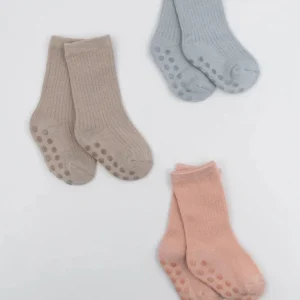 Calza bimbo antiscivolo in fibra di bambù naturale