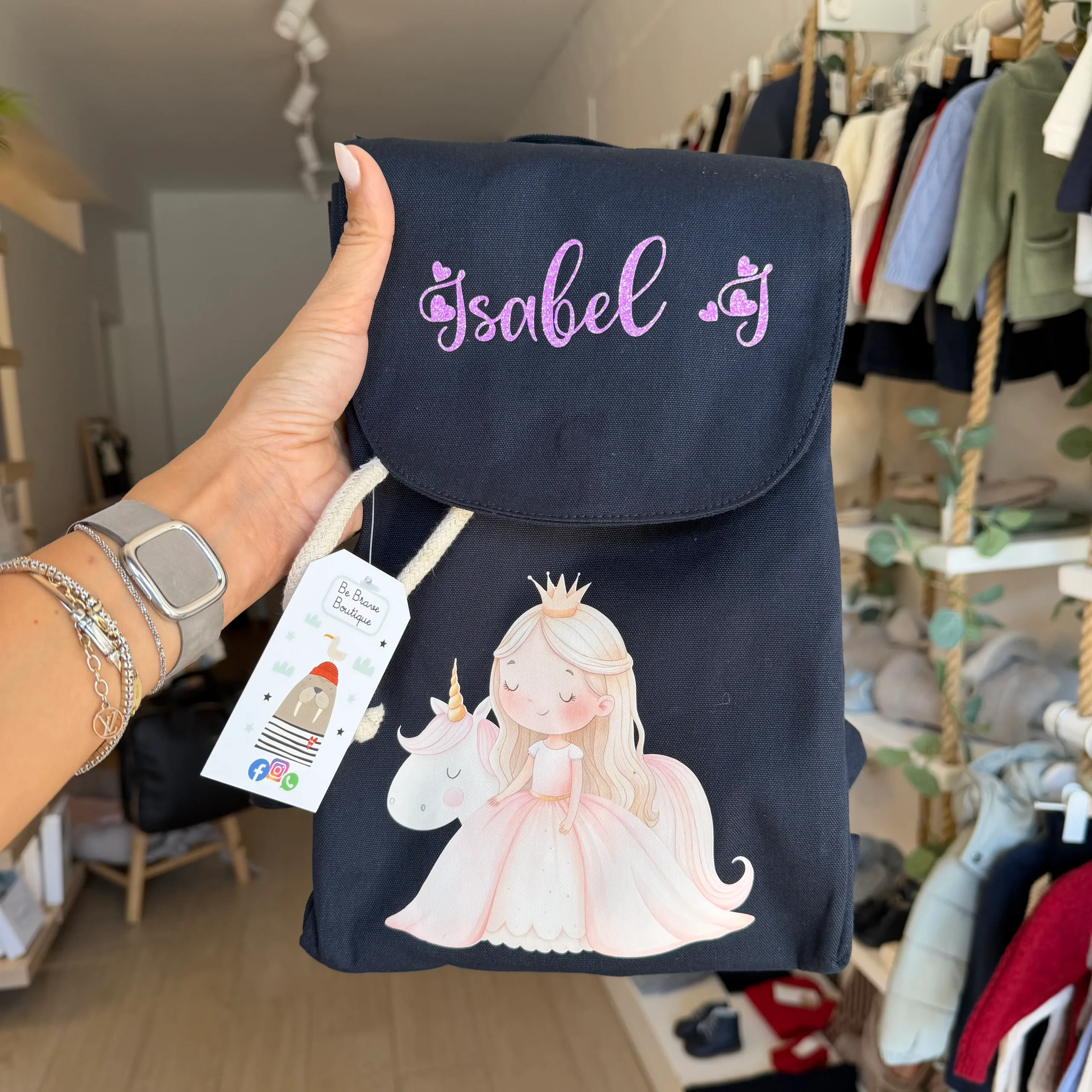 Mini Zaino personalizzabile in cotone Principessa Unicorno - immagine 8