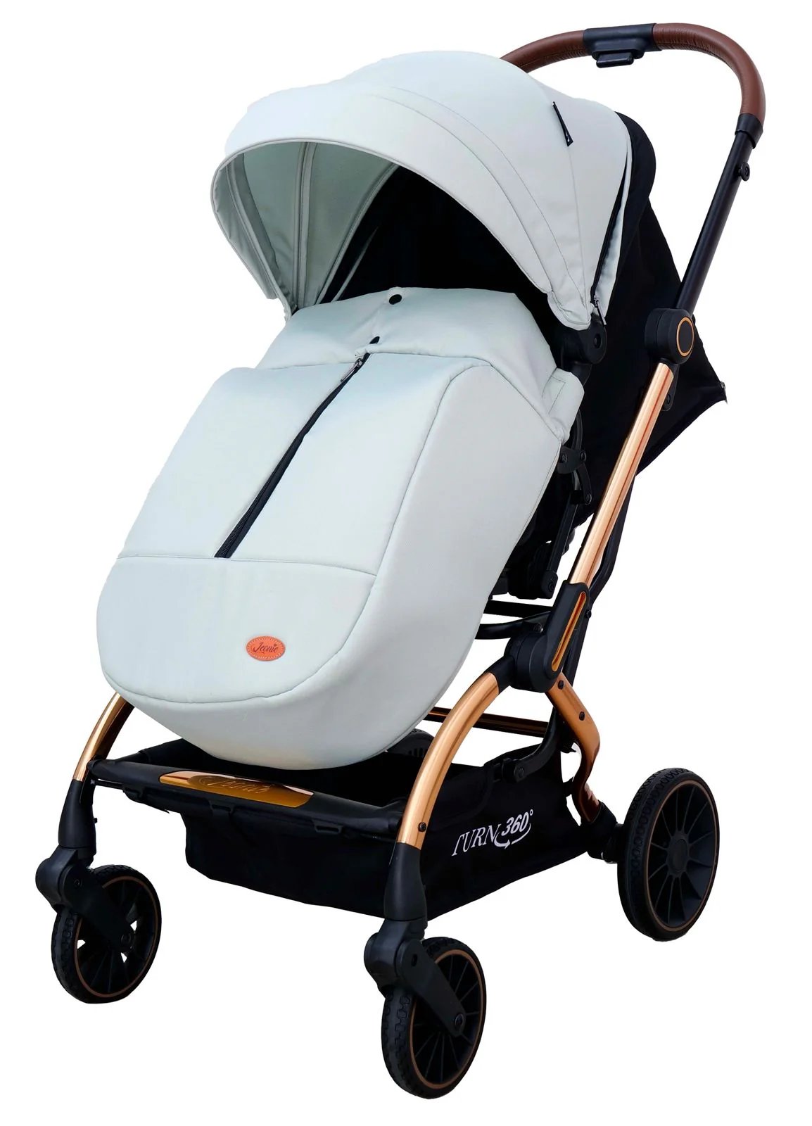 Passeggino Leonie Turn 360 Fronte Mamma e Fronte Strada con Coprigambe, Zaino e Zanzariera Omologato 0/22kg Beige - immagine 3