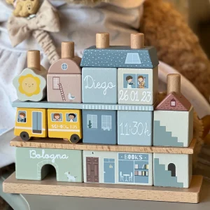 Gioco impilabile Citta' in legno personalizzabile