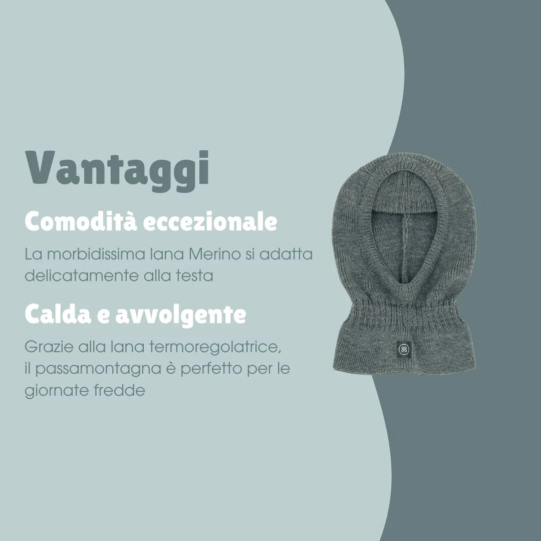 Balaclava in lana merino bambini | Essential Grigio - immagine 7