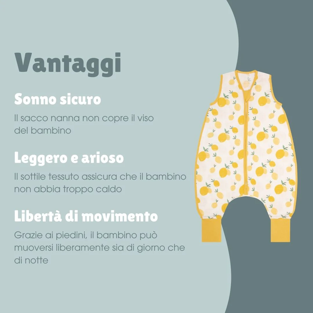 Sacco nanna in mussola con piedi 0.5 TOG | Limone - immagine 7