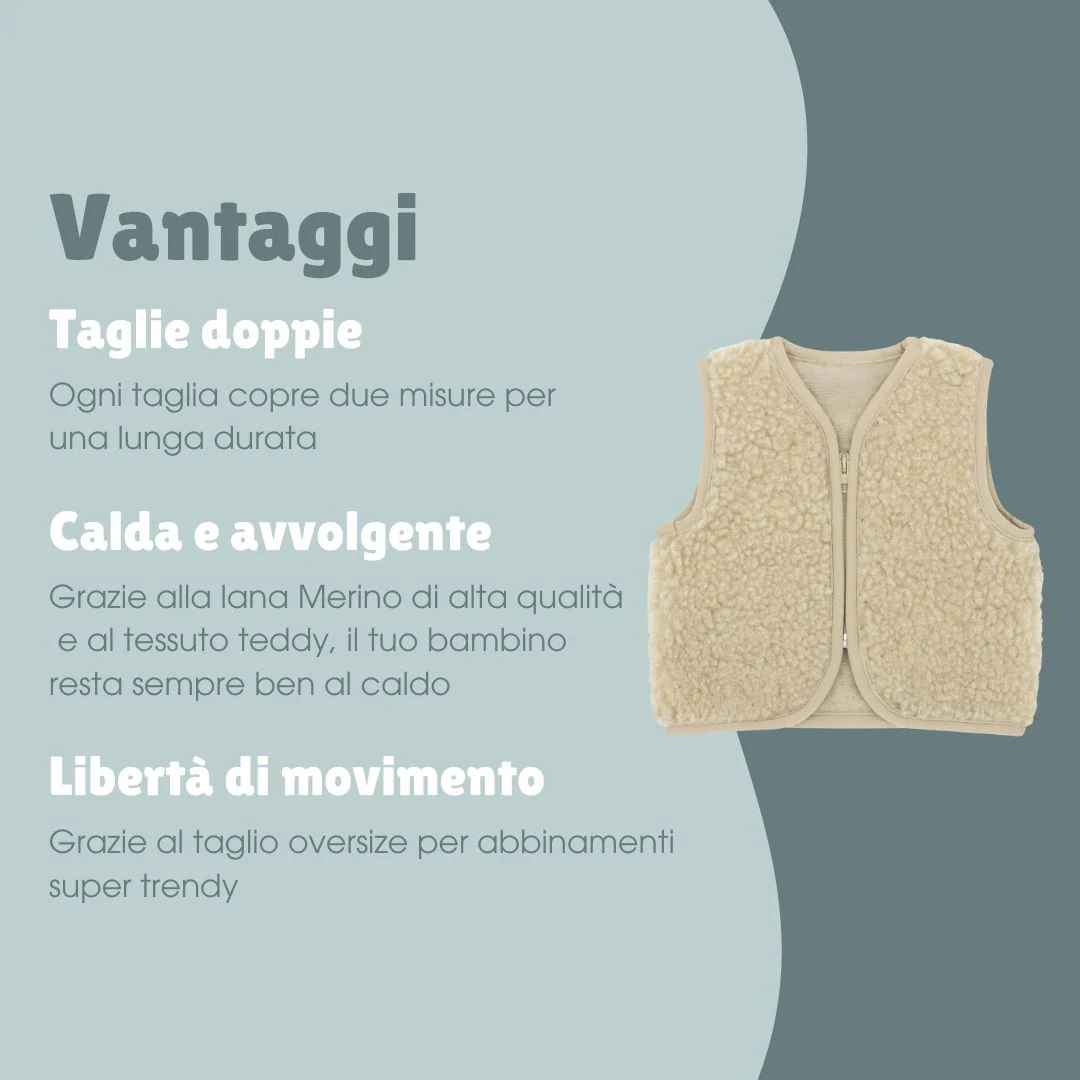 Gilet in lana merino teddy | Essential Beige - immagine 7