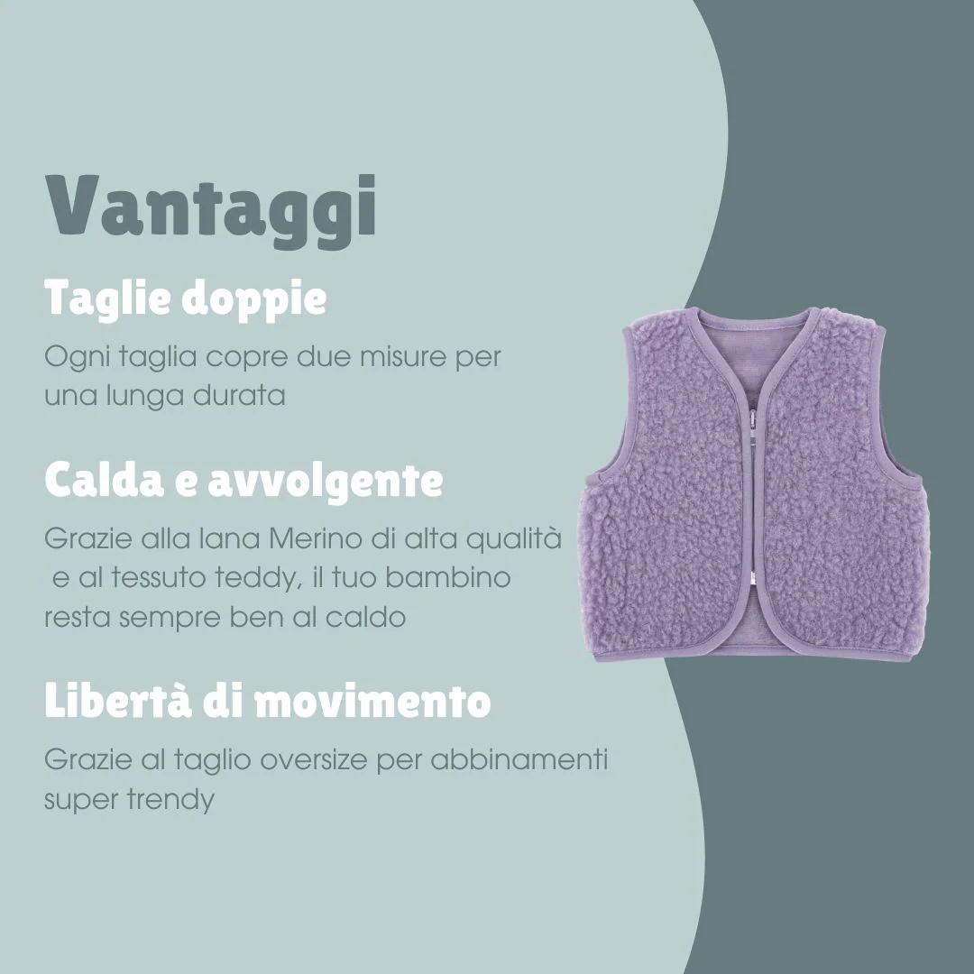 Gilet in lana merino teddy | Essential Lavanda - immagine 7