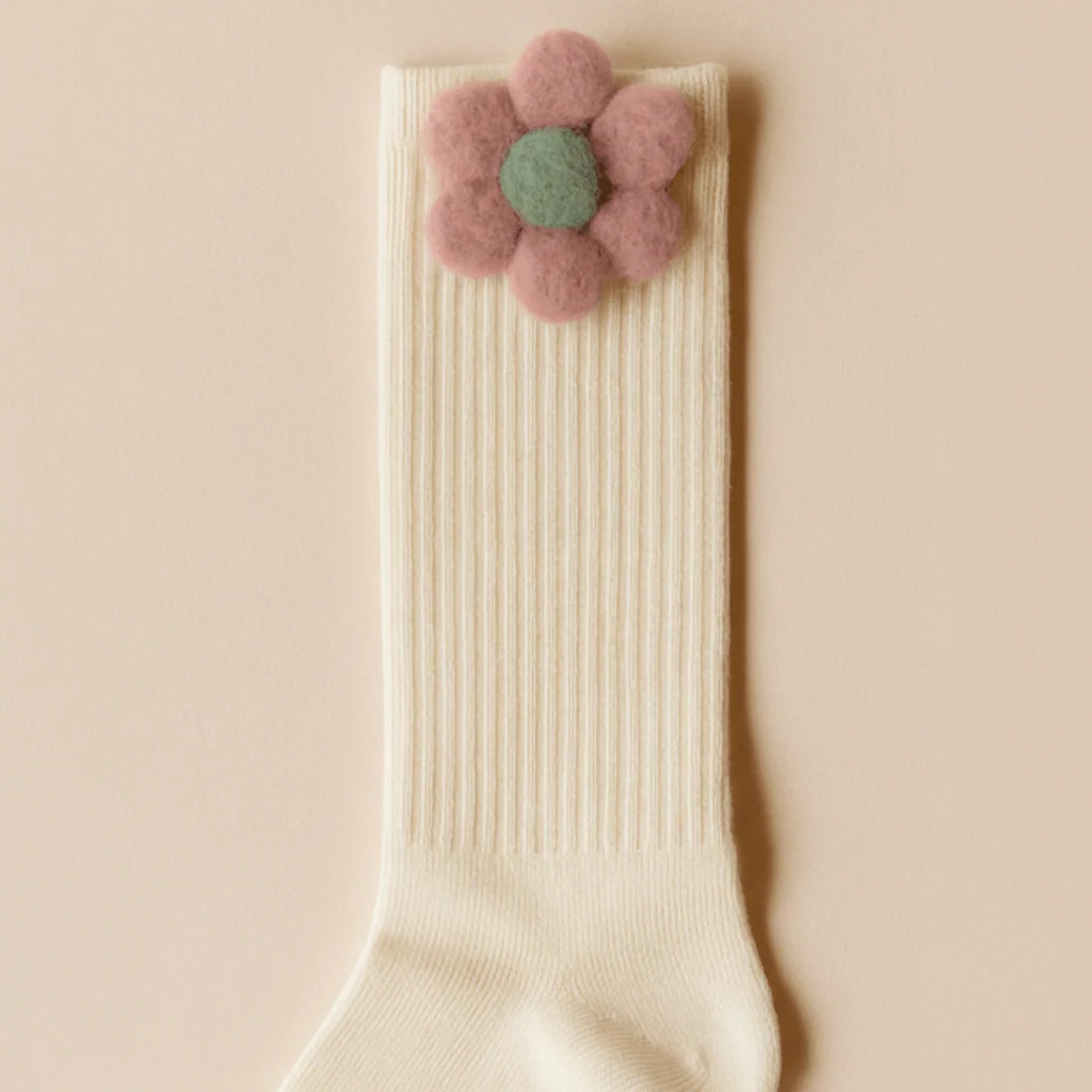 CALZA A COSTE PANNA FIORE CON PELO ROSA/VERDE - immagine 3