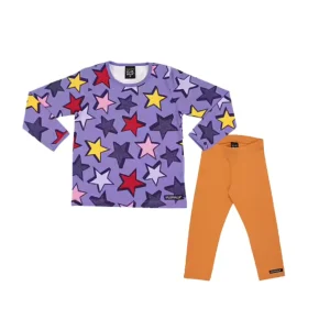 Villervalla- Completo Stelle in cotone organico – Viola