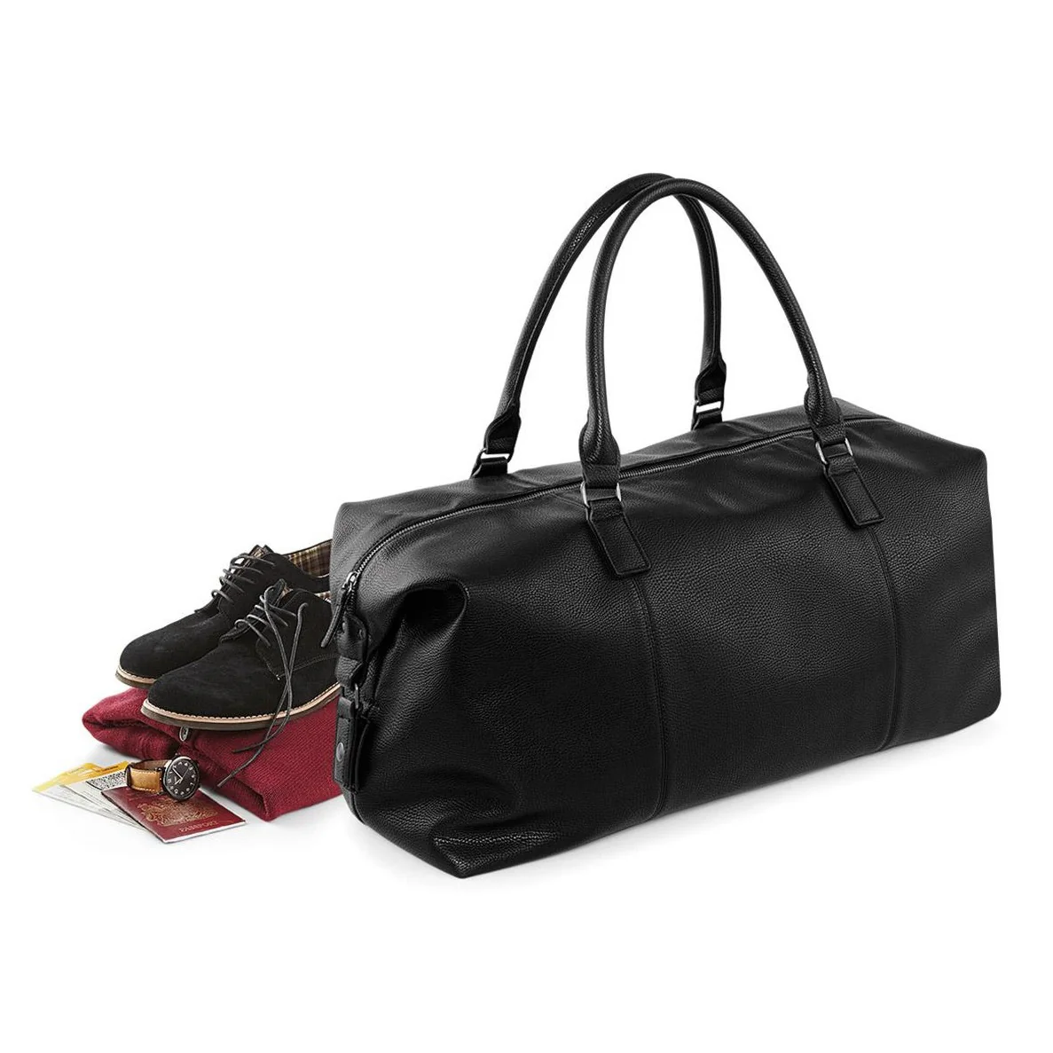 Borsone da viaggio in 100% pelle sintetica, classico ed elegante tasche e zip - immagine 8