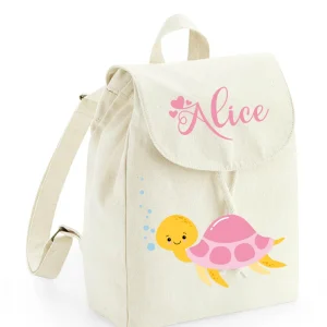 Mini Zaino asilo personalizzabile in cotone Tartaruga Marina