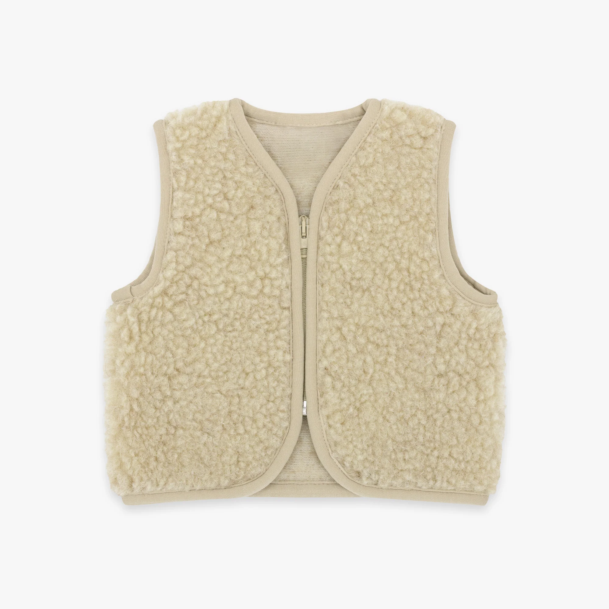 Gilet in lana merino teddy | Essential Beige