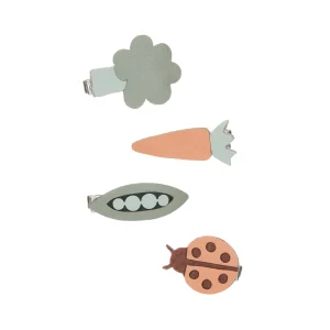 Clip Per capelli vegetariane carota, piselli, coccinella e broccoli!