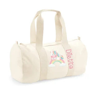 Borsone in cotone canvas personalizzato Unicorno Arcobaleno