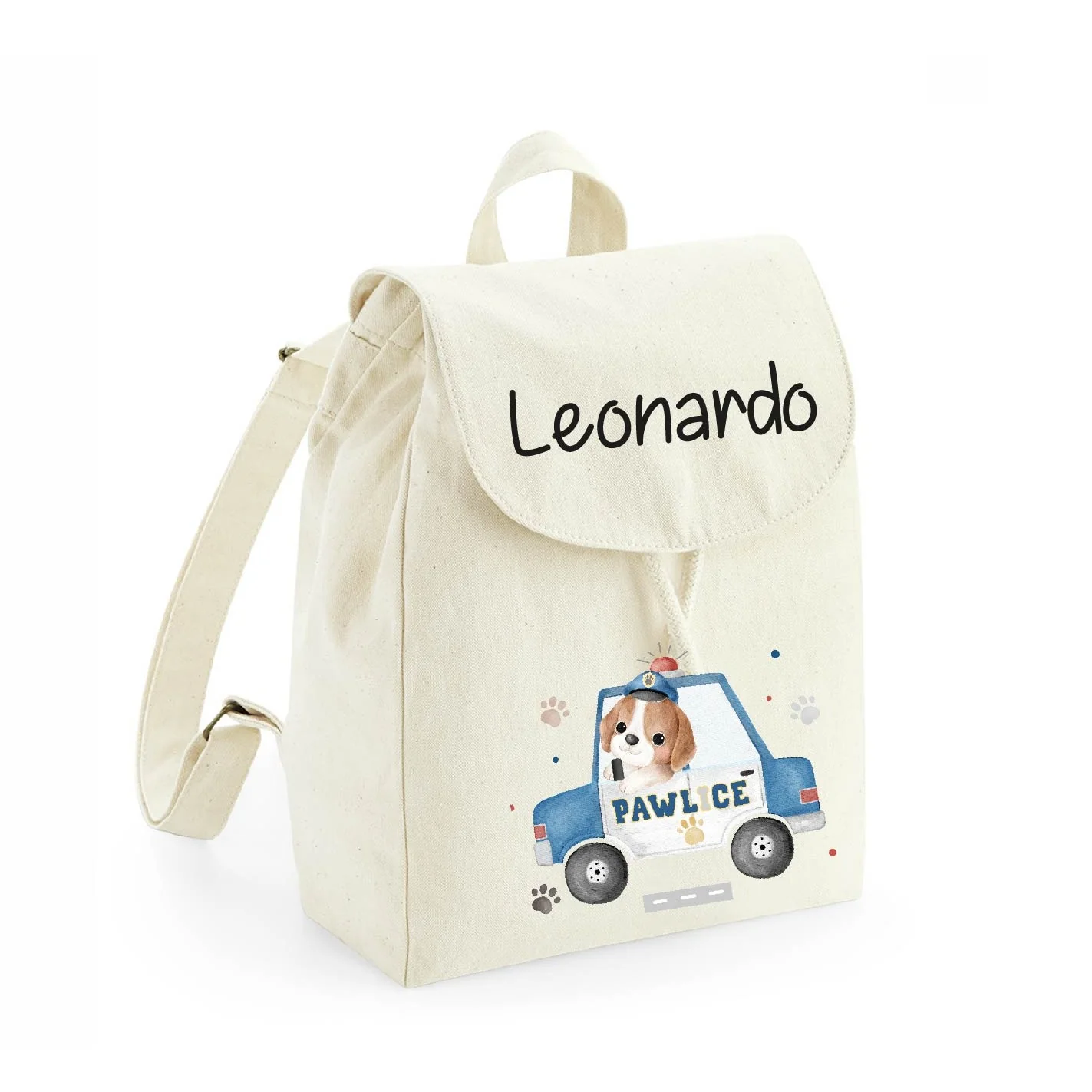 Mini Zaino asilo personalizzabile in cotone Cagnolino Pawlice - immagine 3