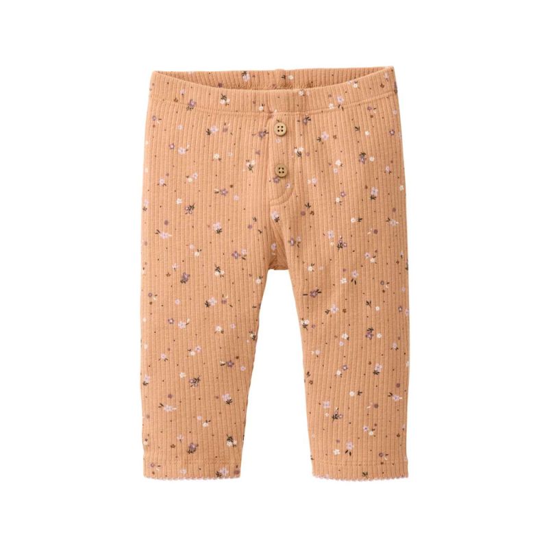 Leggings in cotone bio Fiorellini Beige- People Wear Organic - immagine 2