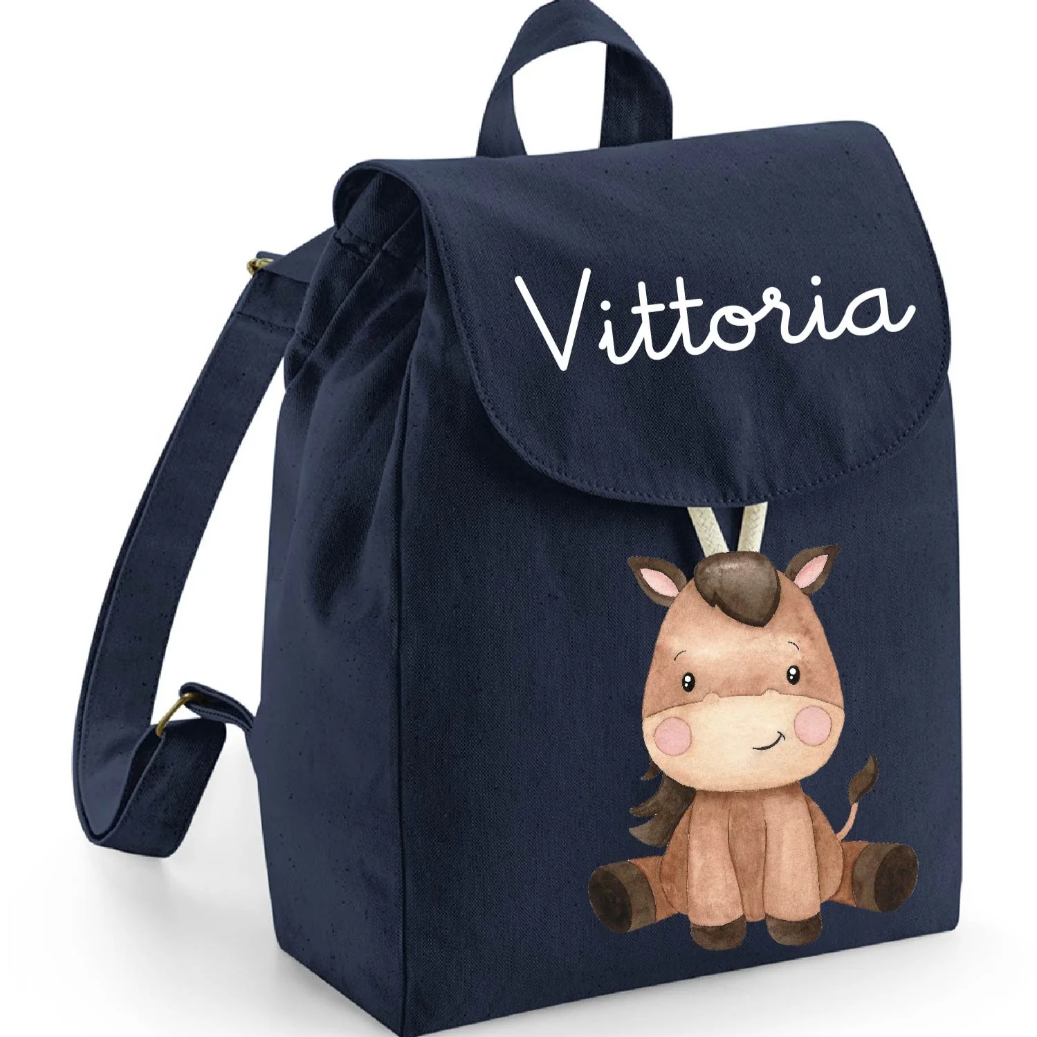 Mini Zaino asilo personalizzabile in cotone Baby Horse - immagine 6