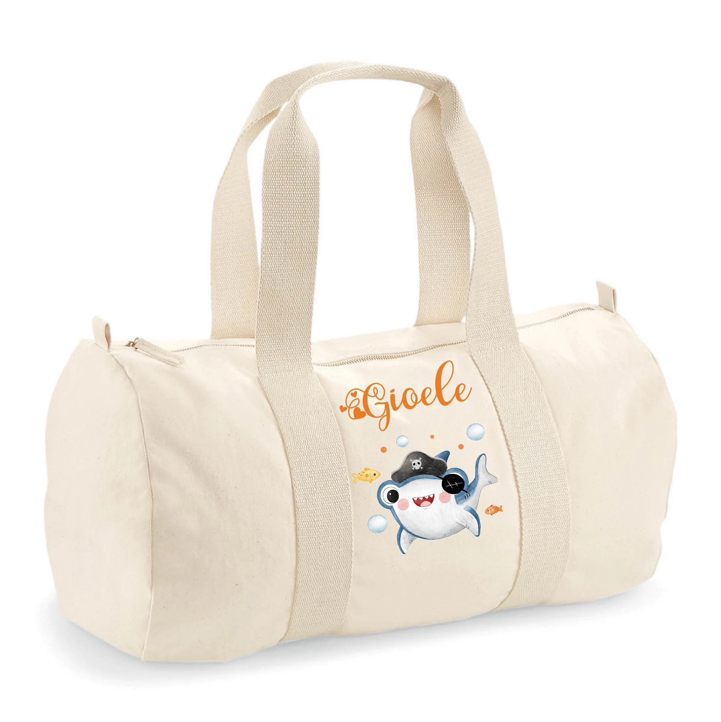 Borsone in cotone canvas personalizzato Baby Shark