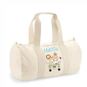 Borsone Baby in cotone stampa Safari Verde personalizzato con nome