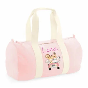 Borsone Baby in cotone stampa Safari Rosa personalizzato con nome