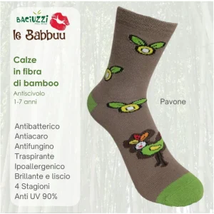 Calzini Baciuzzi Antiscivolo in fibra di Bambù - Pavone Corda