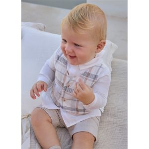 Completo pantaloncino e camicia con gilet neonatom – Mayoral